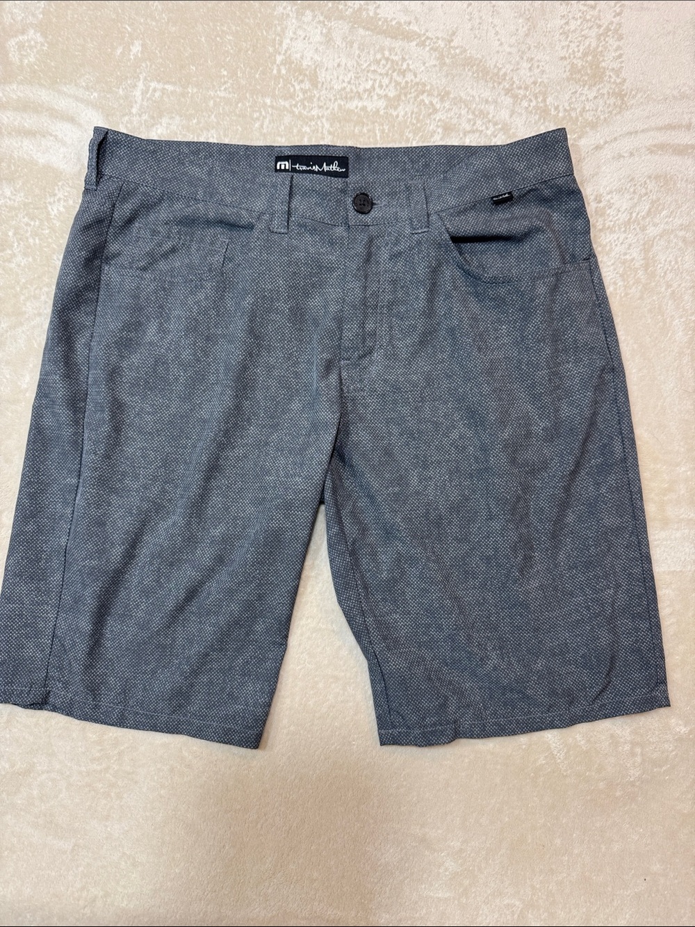Travis Mathew Men's Charcoal Heather Flat-Front Performance Shorts